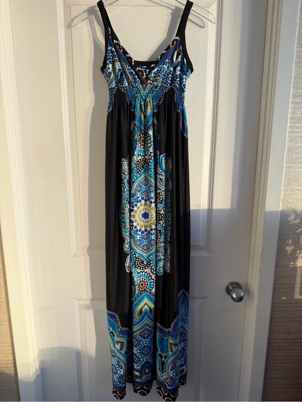 💙🖤Bailey Medallion Print Multicolor Maxi Dress–Small | Boho Festival Sundress